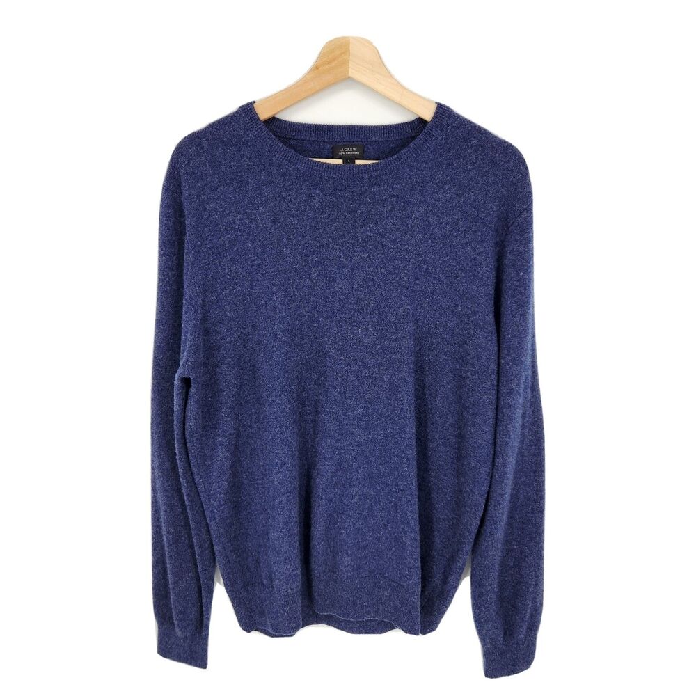 J Crew Mens Everyday 100% Cashmere Crewneck Sweater Navy Blue Size Large